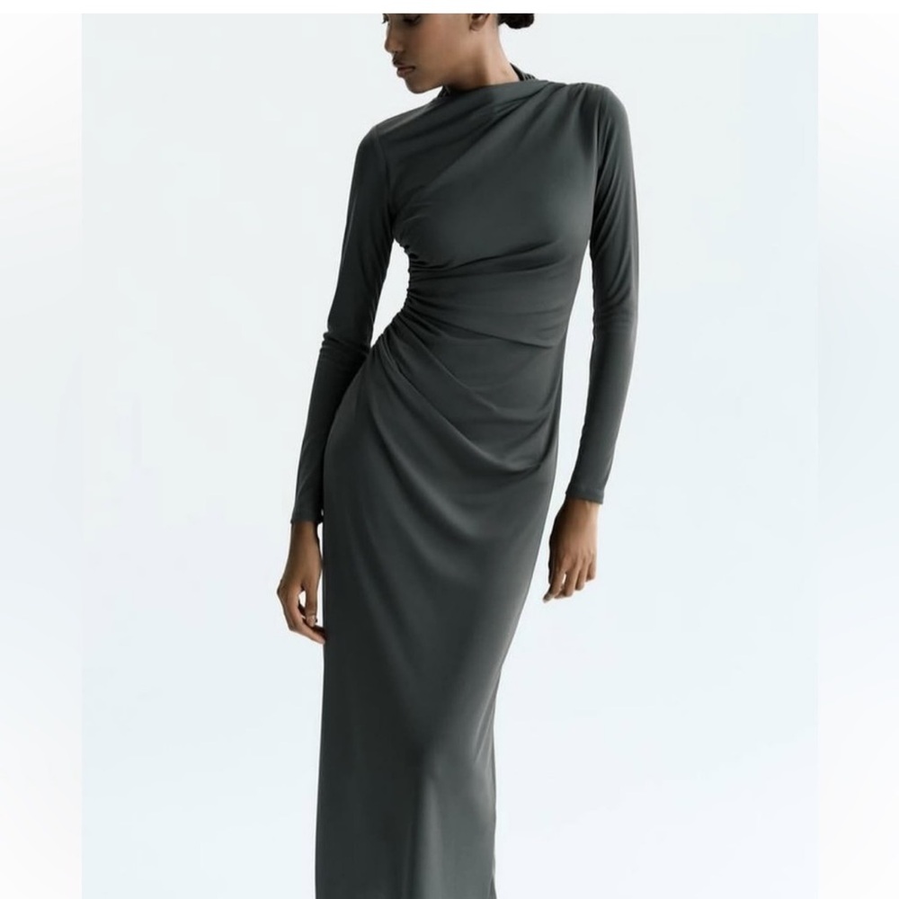 Zara Charcoal Long Sleeve Dress